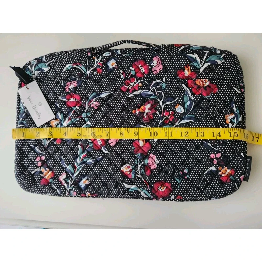 Vera‎ Bradley Womens Perennials Noir Dot Laptop Organizer Bag Floral Black Red